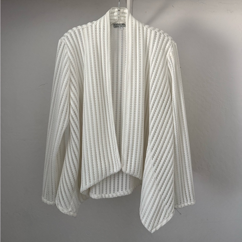 Y2K Alberto Makali Creamy White Textural Stripe Jacket or Cardigan
